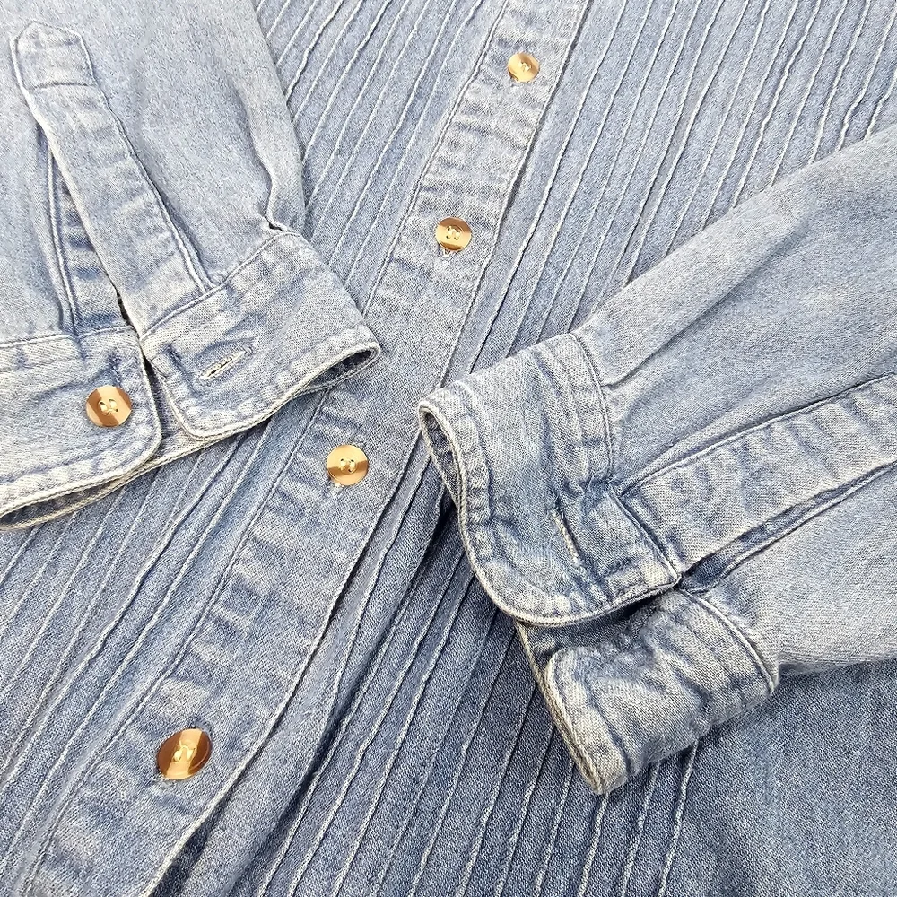 Sun Belt Blue Denim Button-Up Shirt Sz L Womens - Picture 11 of 11